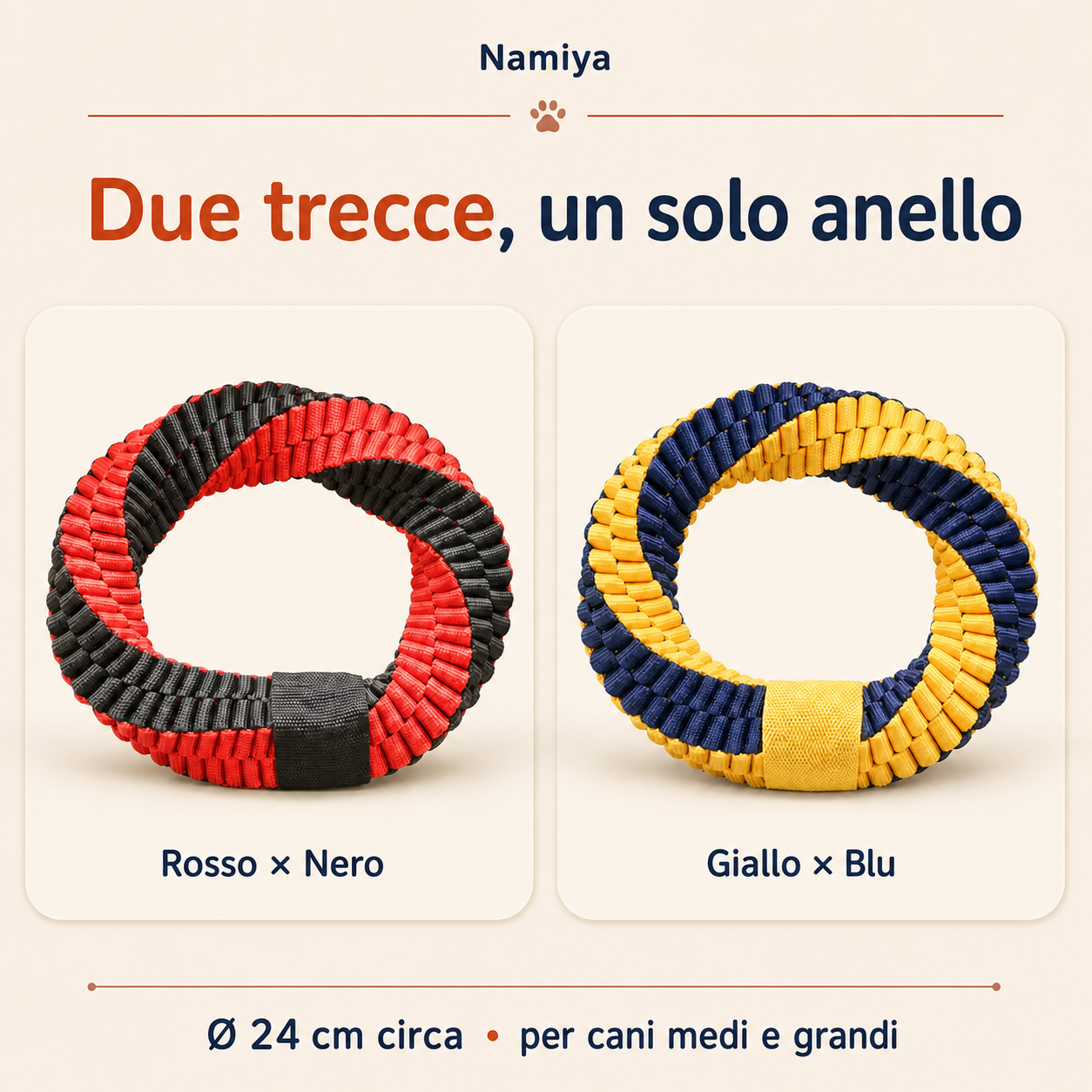 I due colori disponibili: Rosso × Nero a sinistra, Giallo × Blu a destra