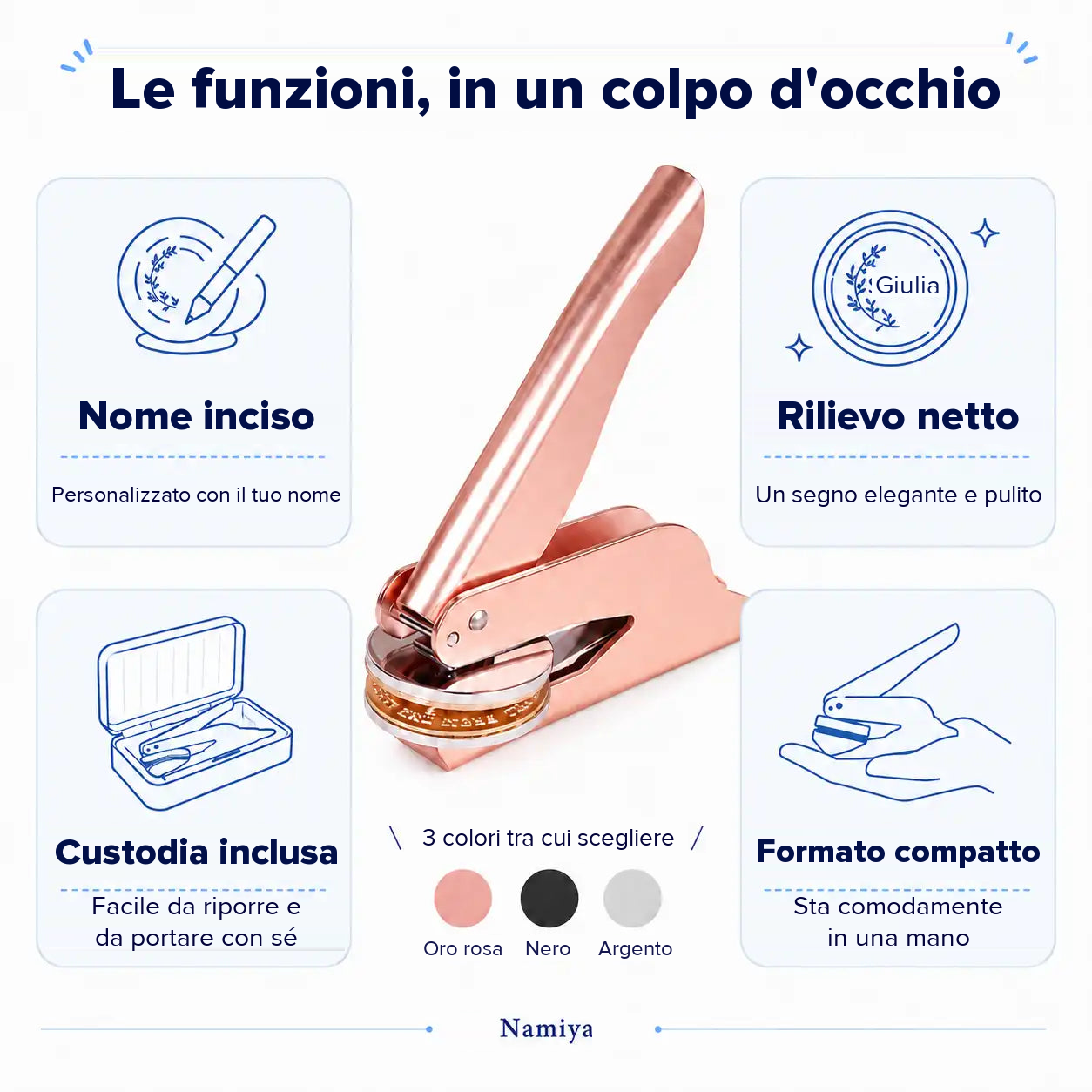 NMY Firmalibro — timbro a secco personalizzato