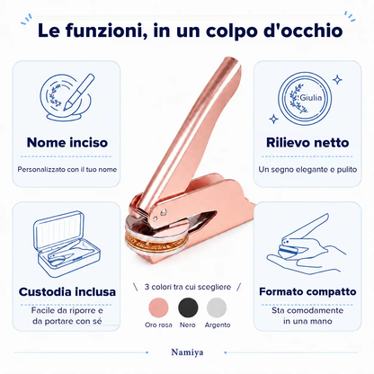 NMY Firmalibro — timbro a secco personalizzato